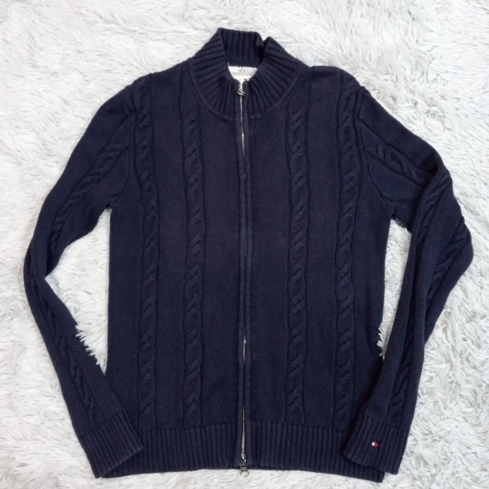Tommy Hilfiger Womens Sweater Blue Small PetiteGolf Logo Long Sleeve Sweatshirt